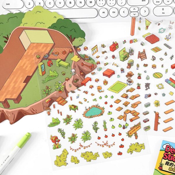 Wholesale InfeelMe miniature scene sticker my cabin second shot 2.5D oversized three-dimensional landscaping cabin