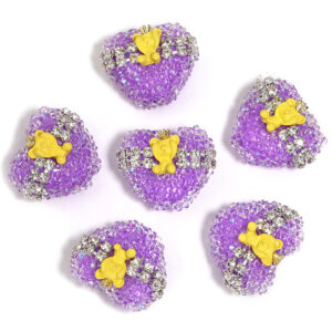 Dark purple background with yellow bear / 17x21mm