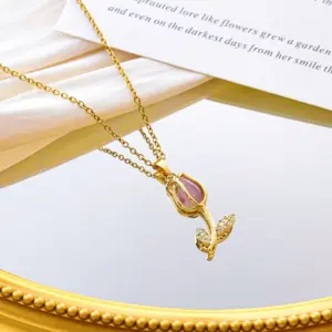 Xl2981 Purple Opal Necklace / Gold