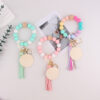 Wholesale Spot Silicone Ball Bead Key Bracelet Teacher's Day Valentine's Day Wrist Keychain Pendant Leather Bracelet