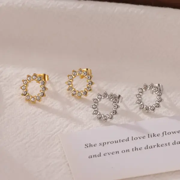 Wholesale Ion Plating (IP) 16K Gold Platinum Real Gold Plated Round 304 Stainless Steel Modern Style Simple Style IG Style Waterproof Non Tarnish Ear Studs