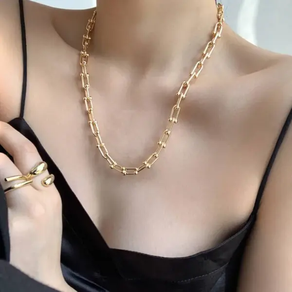 Wholesale 1 Piece Fashion U-shaped Lock Copper Patchwork Plating Bracelets Earrings Necklace
