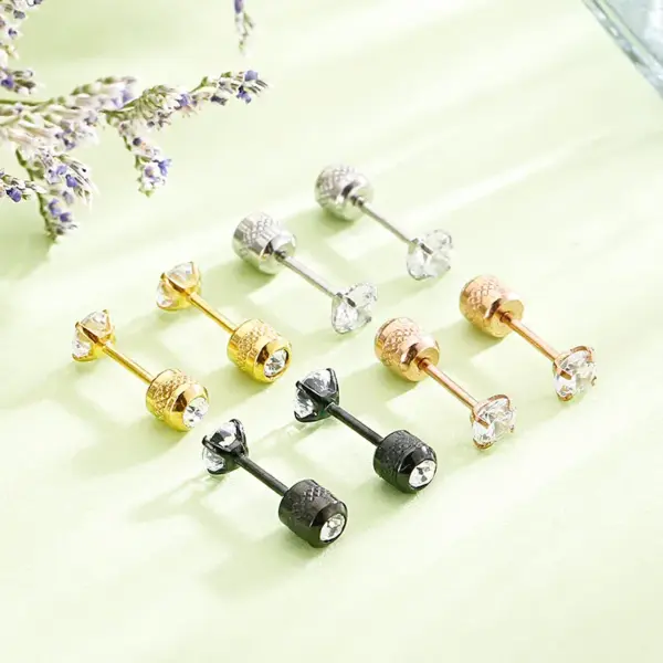 PVD Coated 18K Gold Plated Geometric Titanium Steel Fashion Waterproof Non Tarnish Earrings Ear Studs