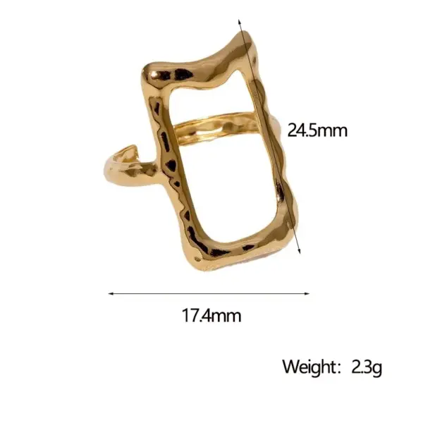 Wholesale PVD Coated Real Gold Plated 18K Gold Geometric 304 Stainless Steel Modern Style Simple Style IG Style Waterproof Non Tarnish Open Rings