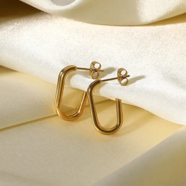 Wholesale Fashion Geometric Plating 304 Stainless Steel No Inlaid PVD Coated Earrings