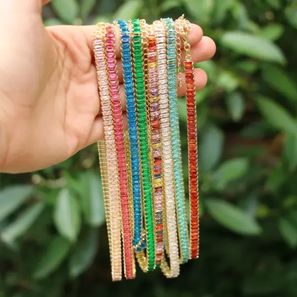 Wholesale New White Color Zircon Crystal Inlaid Copper Necklace Jewelry Adjustable