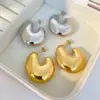 PVD Coated 18K Gold Plated Real Gold Plated Solid Color 304 Stainless Steel Casual Simple Style Waterproof Non Tarnish Ear Studs