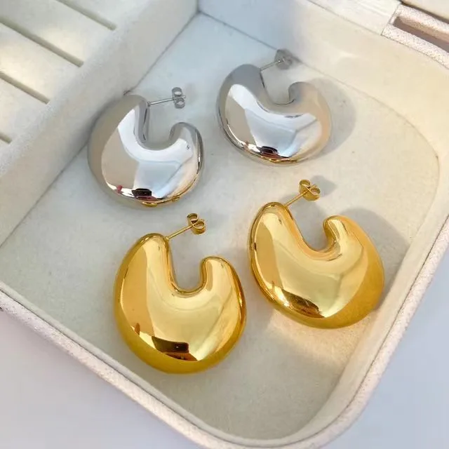 Wholesale PVD Coated 18K Gold Plated Real Gold Plated Solid Color 304 Stainless Steel Casual Simple Style Waterproof Non Tarnish Ear Studs