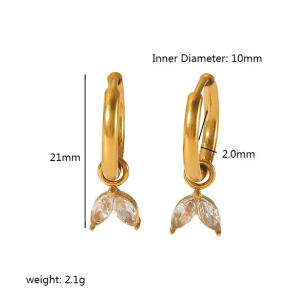 PVD Coated Real Gold Plated Water Droplets Heart Shape Rectangle 304 Stainless Steel Vintage Style Waterproof Non Tarnish Drop Earrings