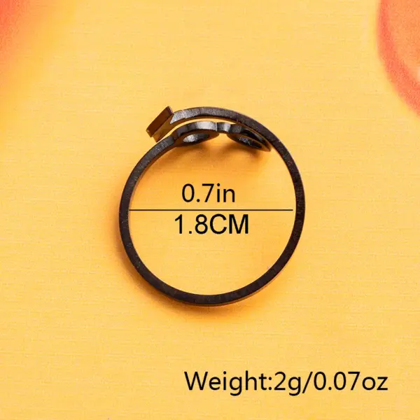 PVD Coated Vacuum Vapor Plating Black Glasses Lightning 304 Stainless Steel Vintage Style Punk Waterproof Non Tarnish Open Rings