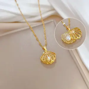 565 Hollow Shell Pearl Necklace