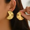304 Stainless Steel Flower PVD Coated Real Gold Plated 18K Gold Vintage Style Simple Style Waterproof Non Tarnish Ear Studs