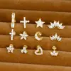 Wholesale 1 Piece Simple Style Star Heart Shape Crown Plating Inlay Stainless Steel Zircon Ear Studs