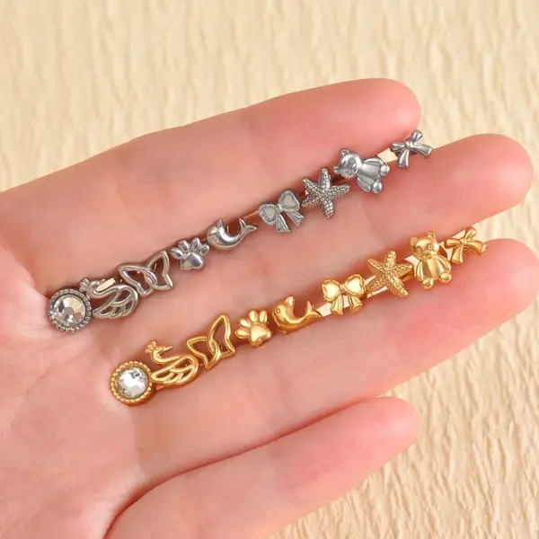 Wholesale Stainless Steel Animal Pattern Ear Cuff Devil Head Butterfly Spider Design Unisex Fairy Style Titanium Jewelry Ear Studs