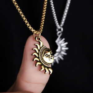 A pack of sun and moon asymmetrical necklaces