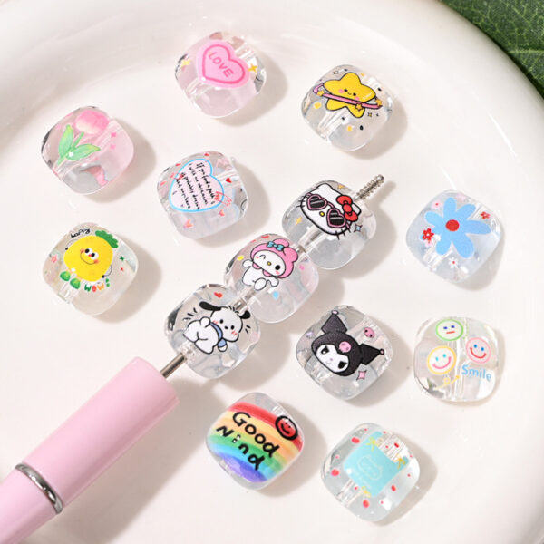 Wholesale 10pcs/pack Cartoon Cat Print Beads diyOLY Exclusive