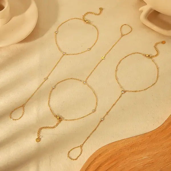 Wholesale 1 Piece IG Style Simple Style Classic Style Geometric Star 304 Stainless Steel Waterproof Non Tarnish Zircon PVD Coated Real Gold Plated 18K Gold Women's Anklet