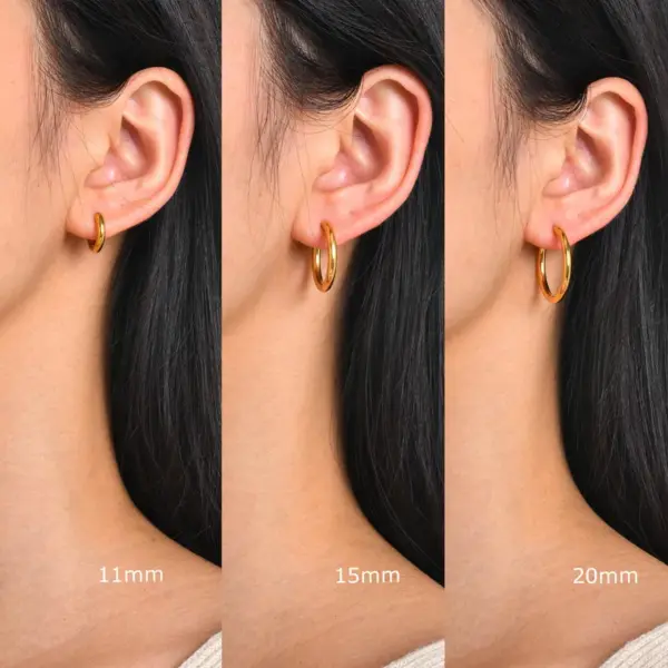 PVD Coated Real Gold Plated Circle 304 Stainless Steel Simple Style Waterproof Non Tarnish Earrings