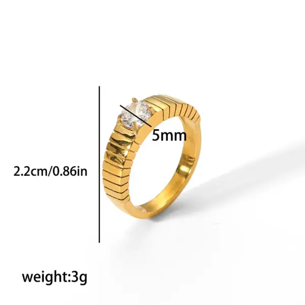 PVD Coated Real Gold Plated Circle 304 Stainless Steel Retro Waterproof Non Tarnish Rings