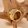 Wholesale PVD Coated 14K Gold Real Gold Plated Round Moon Butterfly 304 Stainless Steel Modern Style Waterproof Non Tarnish Rings