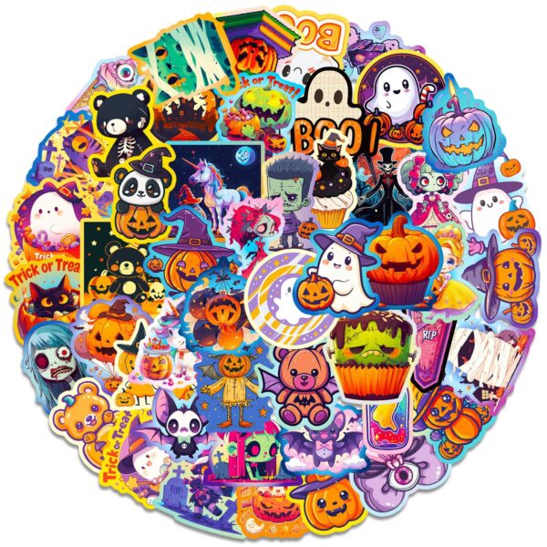 Wholesale 50 Halloween Day Graffiti Stickers Pumpkin Bat Castle Dark Cute Ghost Cartoon Stickers DIY Luggage