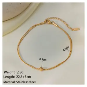 B5026 Double Layer Golden Balls Anklet Gold