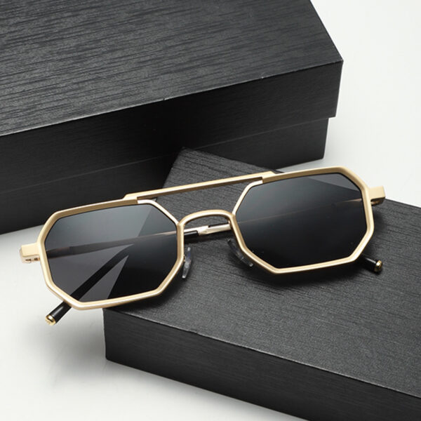 Wholesale Double Beam Metal Frame Sunglasses Fashion Retro Polygon Mirror Classic All-match Punk Series Distinctive Sunglasses