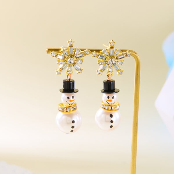 oly-731c643b19d5a69b013ff4409c990bff Wholesale Christmas cross-border earrings fashion Joker European and American new Christmas diamond snowflake pearl hat snowman earrings women