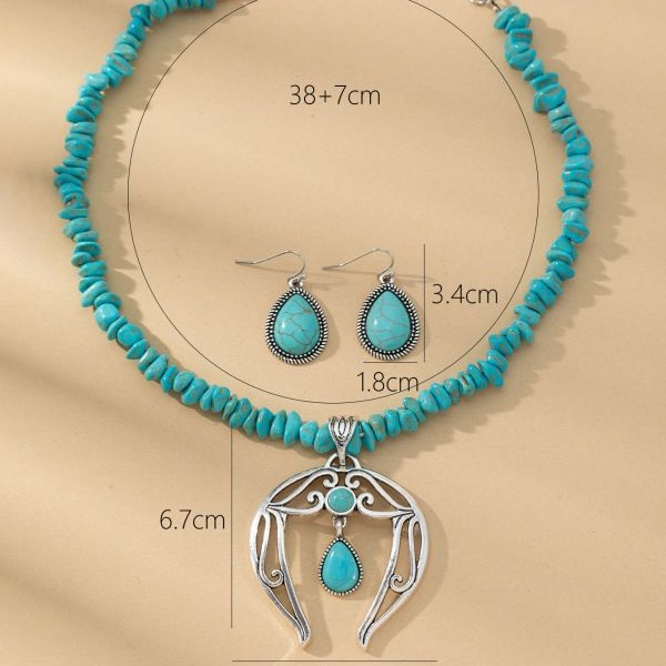 Wholesale Vintage Teardrop Necklace Turquoise Earrings