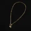 Wholesale 201 Stainless Steel Artificial Pearl Letter Electroplated Stone-Free 18K Real Gold Plated Casual Classic Style Waterproof Non Tarnish Gold Pendant Necklace