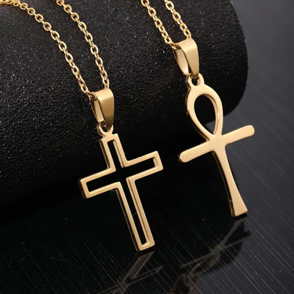Water Plating 18K Gold Plated Cross Stainless Steel Fashion 304 Stainless Steel Necklace