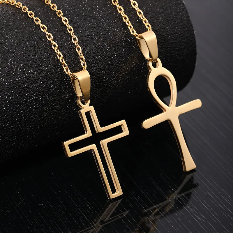 Wholesale Water Plating 18K Gold Plated Cross Stainless Steel Fashion 304 Stainless Steel Necklace