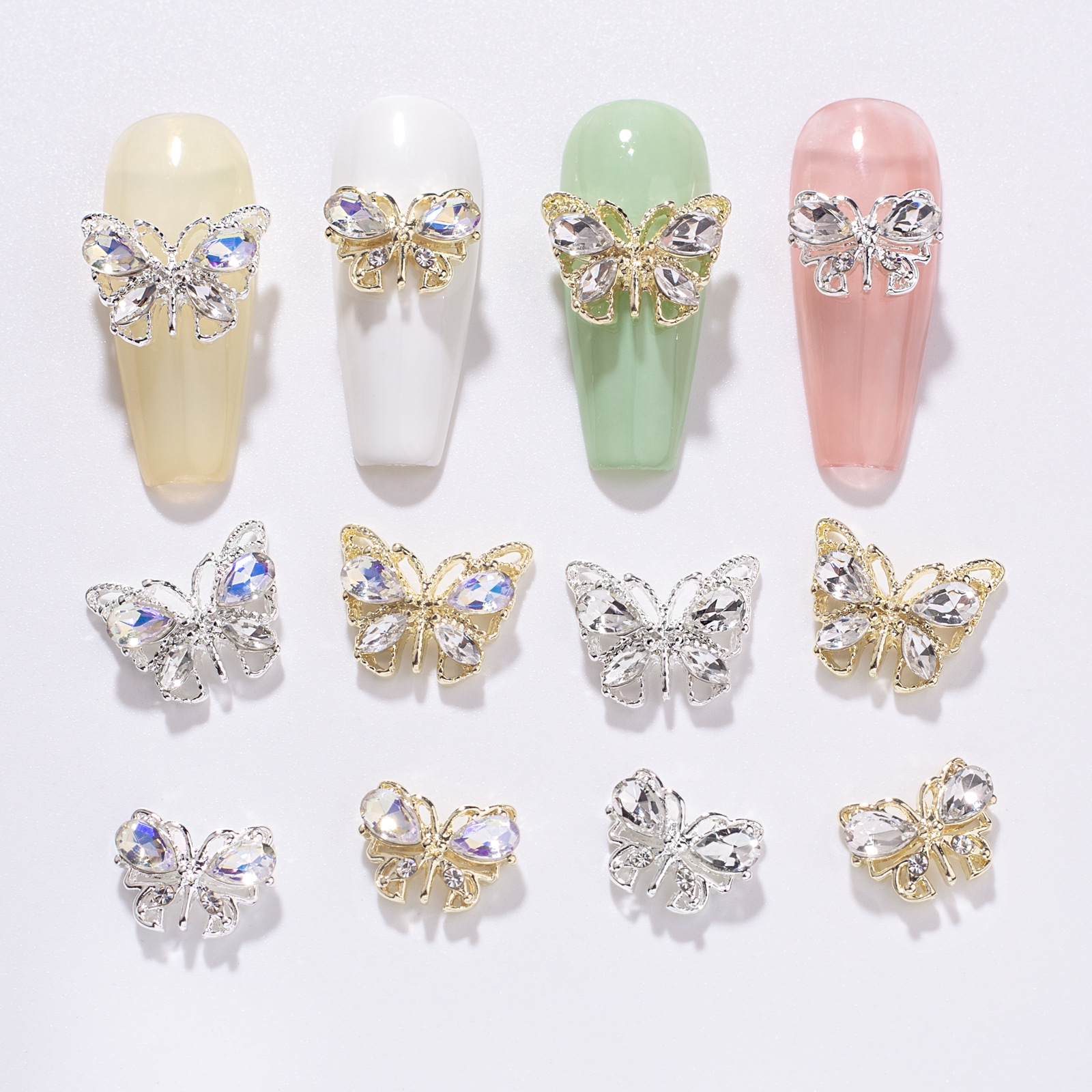 Wholesale Hollow nail art alloy small butterfly jewelry three-dimensional nail nail art aessories wholesale shaped diamond nail art butterfly jewelry