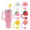 Wholesale Cross-border straw cap 6-piece set 10mm ice cream cup dustproof straw cover Stanley Cup leak-proof silicone straw plug