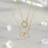 Wholesale New Product Braided Heart Inlaid Diamond Titanium Steel Collarbone Chain Women's Fashion Stainless Steel 18K Gold Circle Pendant Necklace