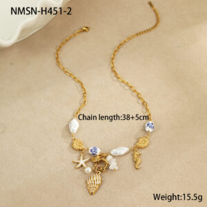Nmsn-h451-2 white conch necklace / 18K