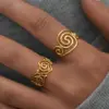 Wholesale Ion Plating (IP) Real Gold Plated 18K Gold Geometric 304 Stainless Steel IG Style Casual Simple Style Waterproof Non Tarnish Open Rings