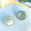 Wholesale 1 Pair Retro Round Inlay 304 Stainless Steel Natural Stone Ear Studs
