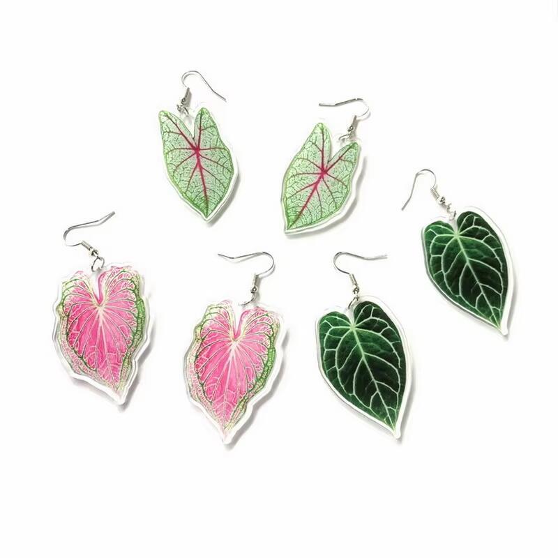 Wholesale Creative Temperament Exaerated Acrylic Love Green wder Leaf Turtle Leaf Summer Holiday Personalized Earrings