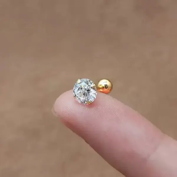 Wholesale 1 Pair Retro Round Inlay 304 Stainless Steel Zircon Ear Studs