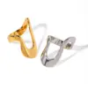 Wholesale 304 Stainless Steel Solid Color PVD Coated Titanium Steel 18K Real Gold Plated Real Gold Plated IG Style Simple Style Waterproof Non Tarnish Irregular Gold Rings