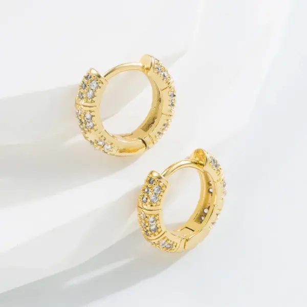 Wholesale Fashion Leaf Copper Hoop Earrings Inlay Zircon Copper Earrings