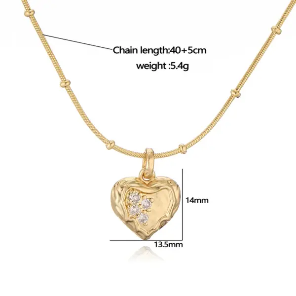 Wholesale Jewelry Elegant Sweet Simple Style Pentagram Heart Shape Bee Copper Zircon 18K Gold Plated Enamel Inlay Pendant Necklace