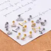 1 Piece Lip Rings Fashion Geometric Pure Titanium Plating Zircon