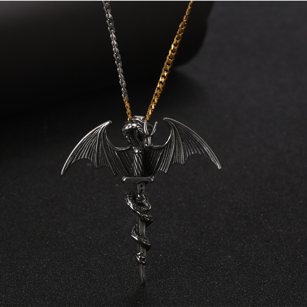 Wholesale titanium steel necklace retro pterosaur sword pendant men's agon tide cool pendant SP906