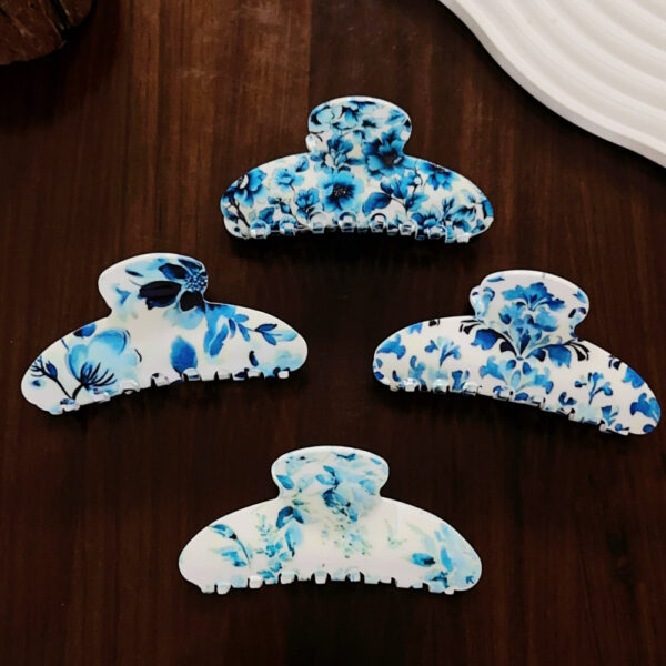 Wholesale New Blue and White Porcelain Pattern Hairpin, Retro Blue and White Gripper, Elegant Elegant, Hair Claw on the Back of the Head, Shark Clip Headwear