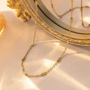 Round Tube Chain 40+5cm-gold / A Bundle of One Hundred Pieces Without Packaging