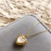 PVD Coated 18K Real Gold Plated Heart 304 Stainless Steel Princess Sexy Pastoral Waterproof Non Tarnish Inlay Inlaid Necklace