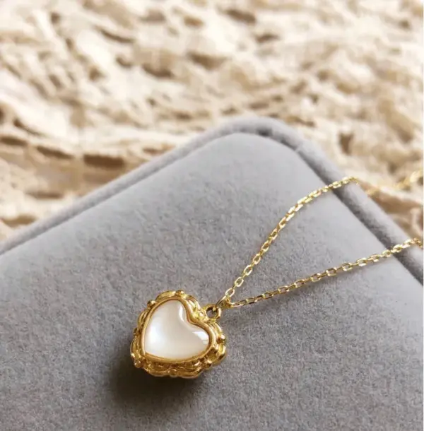 PVD Coated 18K Real Gold Plated Heart 304 Stainless Steel Princess Sexy Pastoral Waterproof Non Tarnish Inlay Inlaid Necklace