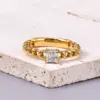 Wholesale 304 Stainless Steel Solid Color PVD Coated Zircon 18K Real Gold Plated Simple Style Classic Style Waterproof Non Tarnish Gold Rings